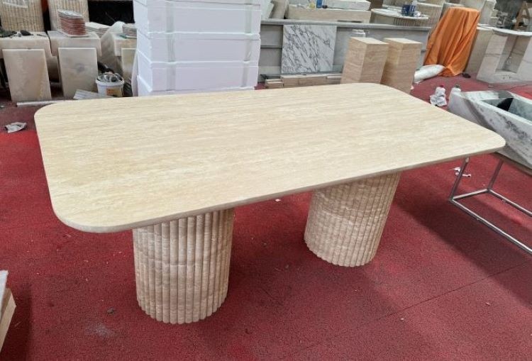Beige Travertine Dining Table